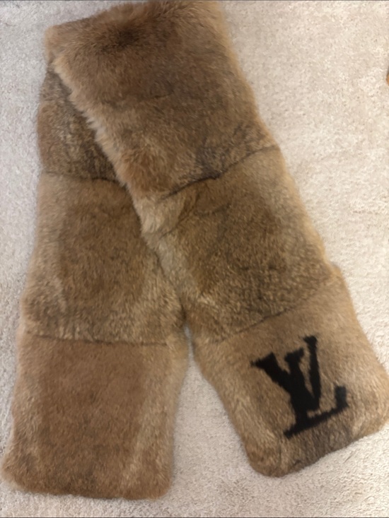 Louis Vuitton Accessories - Louis Vuitton Brown Rex Rabbit Fur Vest with Large Monogram